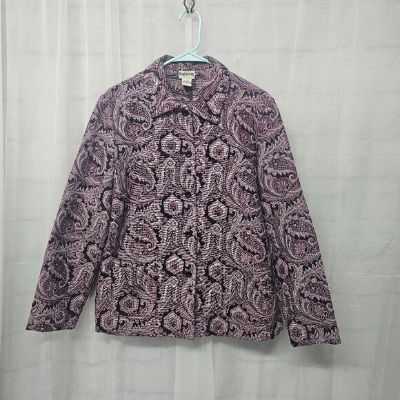 BonWorth Blazer Jacket Tapestry Purple Paisley Goth Retro L - Picture 7 of 7